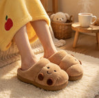 Women's Plush Croissant Slippers, Cozy Bread House Shoes, Soft Winter Indoor Footwear | SoftSlipsy