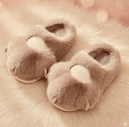 Plush Cat Paw Slippers – Soft Fluffy Indoor House Shoes