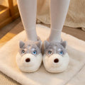 Plush Husky Slippers | Fluffy Dog Face Indoor Shoes, Cozy Warmth | SoftSlipsy