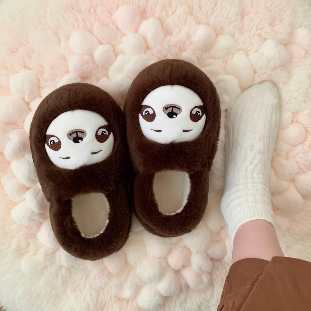 Plush Sloth Slippers | Cozy Fuzzy Indoor Animal Shoes for Women | SoftSlipsy