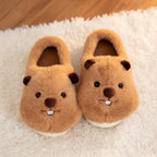 Fluffy Beaver Plush Slippers | Cozy Cartoon Animal House Shoes | SoftSlipsy