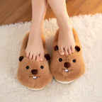 Fluffy Beaver Plush Slippers | Cozy Cartoon Animal House Shoes | SoftSlipsy