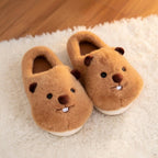 Fluffy Beaver Plush Slippers | Cozy Cartoon Animal House Shoes | SoftSlipsy