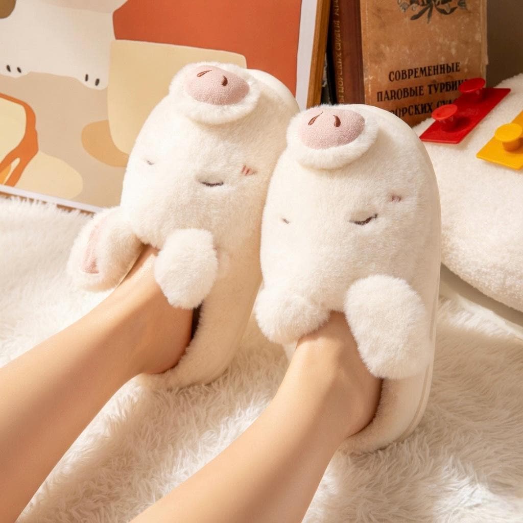 Fluffy Sheep Plush Slippers | Cozy Lamb House Shoes for Women | SoftSlipsy