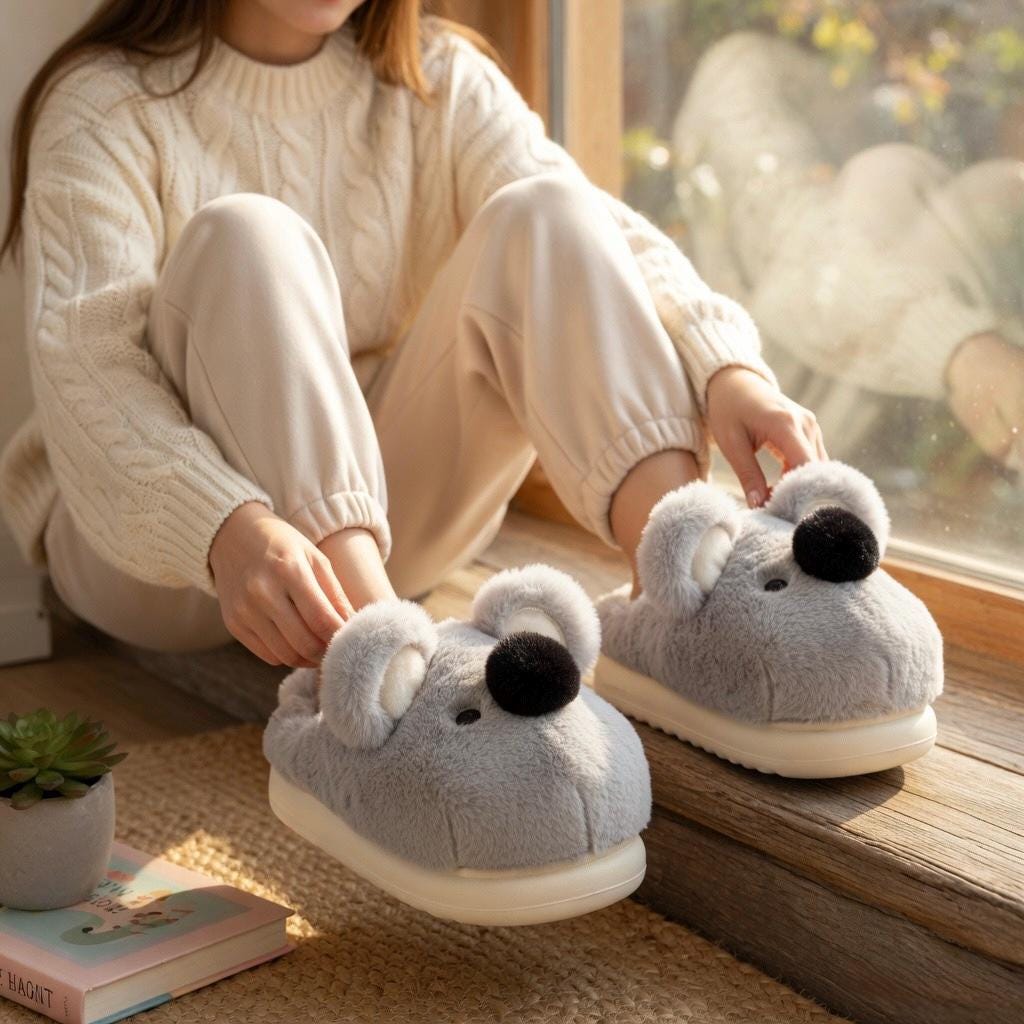 Plush Koala Slippers | Soft Animal House Shoes, Cozy Indoor Warmth | SoftSlipsy