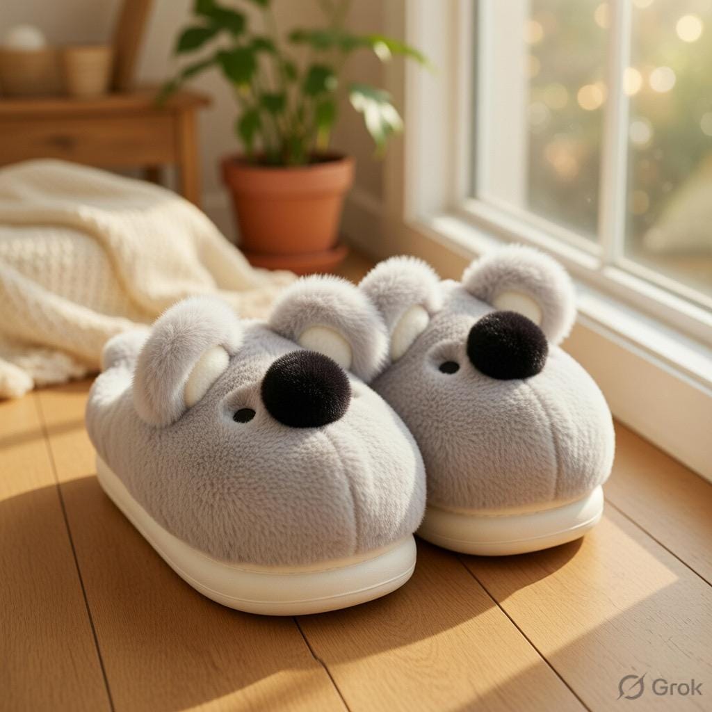 Plush Koala Slippers | Soft Animal House Shoes, Cozy Indoor Warmth | SoftSlipsy