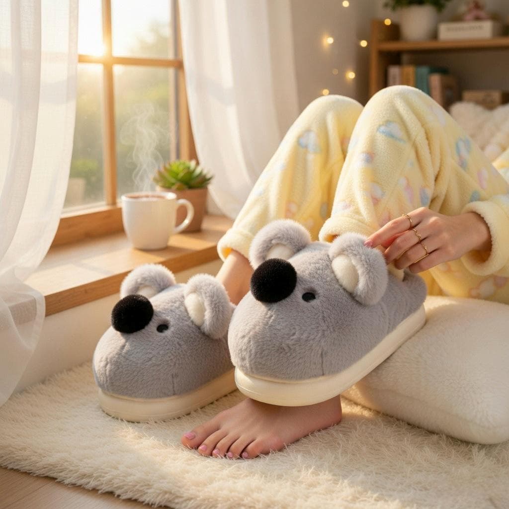 Plush Koala Slippers | Soft Animal House Shoes, Cozy Indoor Warmth | SoftSlipsy