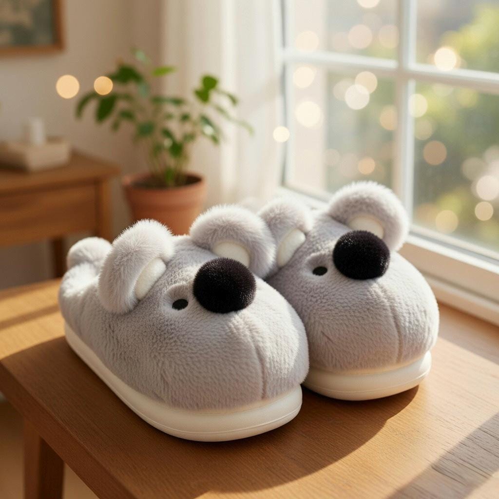 Plush Koala Slippers | Soft Animal House Shoes, Cozy Indoor Warmth | SoftSlipsy