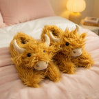 Highland Cow Plush Slippers | Fluffy Scottish Animal Cozy Indoor Shoes | SoftSlipsy