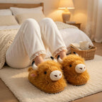 Highland Cow Plush Slippers | Fluffy Animal House Shoes, Cozy Indoor Comfort | SoftSlipsy