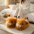 Highland Cow Plush Slippers | Fluffy Animal House Shoes, Cozy Indoor Comfort | SoftSlipsy