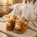 Highland Cow Plush Slippers | Fluffy Animal House Shoes, Cozy Indoor Comfort | SoftSlipsy