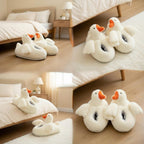 White Duck Plush Slippers | Fluffy Cozy Animal House Shoes | SoftSlipsy