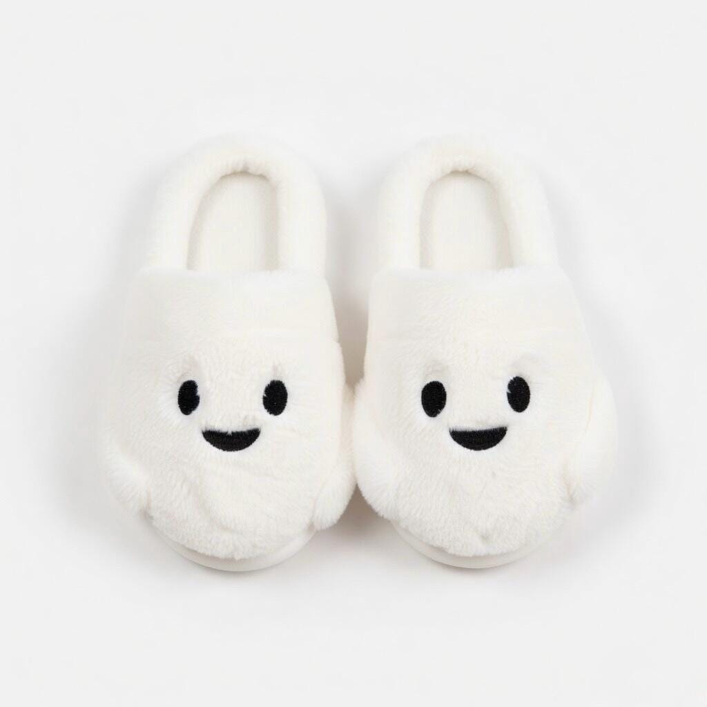 Plush Ghost Slippers | Cozy Fluffy Indoor House Shoes | SoftSlipsy