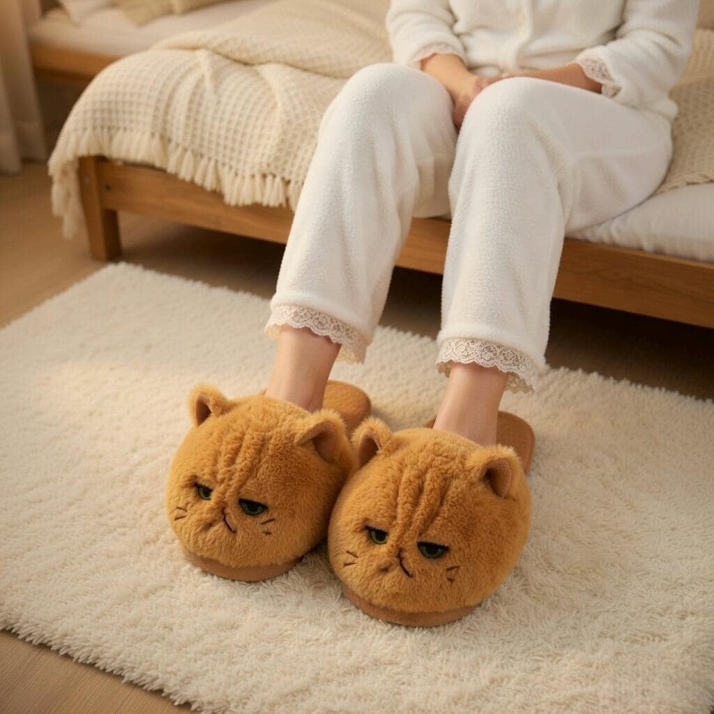 Grumpy Cat Plush Slippers | Fluffy Cozy Indoor House Shoes | SoftSlipsy