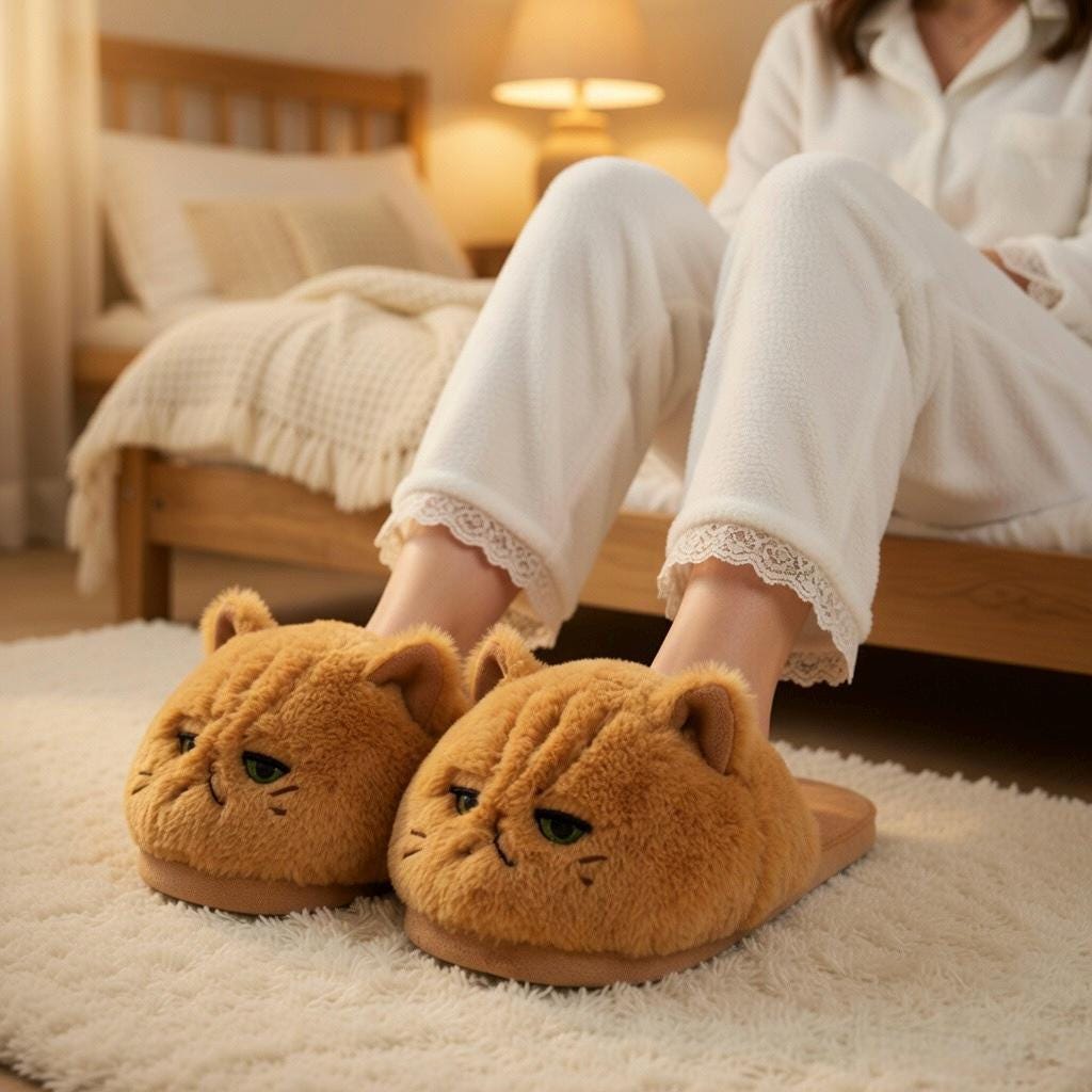 Grumpy Cat Plush Slippers | Fluffy Cozy Indoor House Shoes | SoftSlipsy