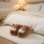 Fluffy Teddy Bear Plush Slippers | Cozy Kawaii Indoor House Shoes | SoftSlipsy