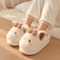 Kawaii Cat Plush Slippers | Bow Detail Cozy House Shoes | SoftSlipsy