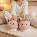 Kawaii Cat Plush Slippers | Bow Detail Cozy House Shoes | SoftSlipsy