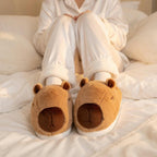 Capybara Plush Slippers | Fluffy Animal House Shoes, Cozy Indoor Footwear | SoftSlipsy