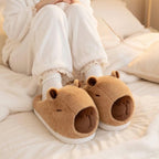 Capybara Plush Slippers | Fluffy Animal House Shoes, Cozy Indoor Footwear | SoftSlipsy