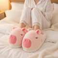 Pink Capybara Plush Slippers | Cozy Animal House Shoes | Fluffy Indoor Footwear | SoftSlipsy