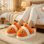 Clownfish Plush Slippers | Cozy Cartoon Fish Indoor House Shoes | SoftSlipsy