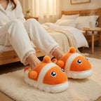 Clownfish Plush Slippers | Cozy Cartoon Fish Indoor House Shoes | SoftSlipsy
