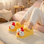 Plush Yellow Chicken Slippers | Cozy Cartoon Animal House Shoes | SoftSlipsy