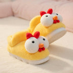 Plush Yellow Chicken Slippers | Cozy Cartoon Animal House Shoes | SoftSlipsy