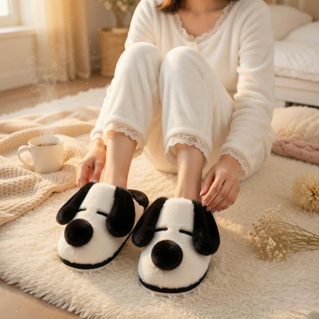 Plush Dog Slippers | Cozy Puppy Animal House Shoes, Winter Warmth | SoftSlipsy