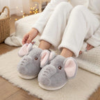 Plush Elephant Slippers | Cozy Fluffy Animal House Shoes (Winter Warmth) | SoftSlipsy