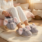 Plush Elephant Slippers | Cozy Fluffy Animal House Shoes (Winter Warmth) | SoftSlipsy