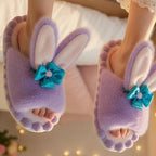 Plush Bunny Slippers | Faux Fur Open Toe House Shoes, Cozy Indoor Comfort | SoftSlipsy