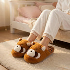 Raccoon Plush Slippers | Fluffy Animal House Shoes | Cozy Winter Indoor Comfort | SoftSlipsy