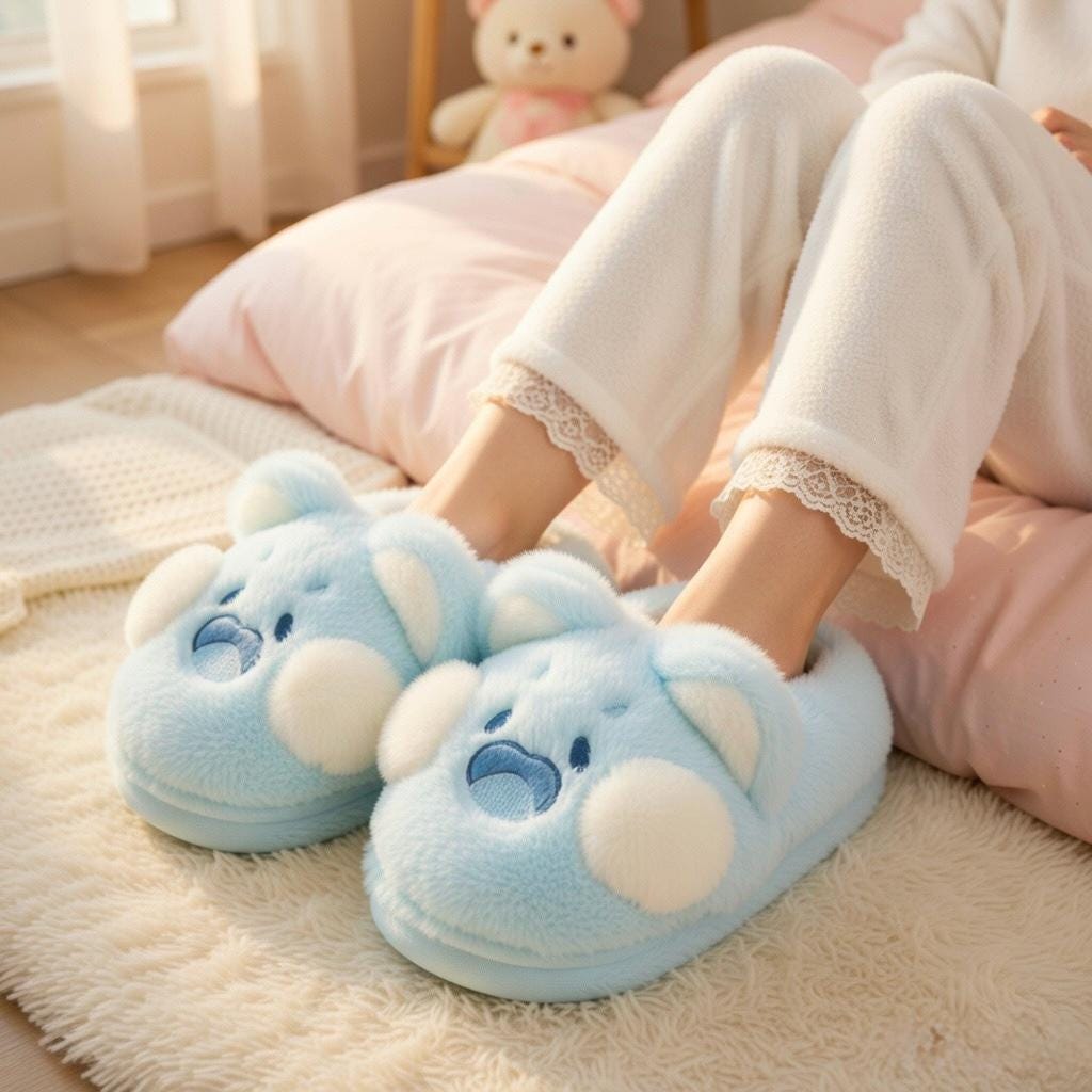 Plush Pig Animal Slippers | Cozy Fluffy Indoor House Shoes | SoftSlipsy