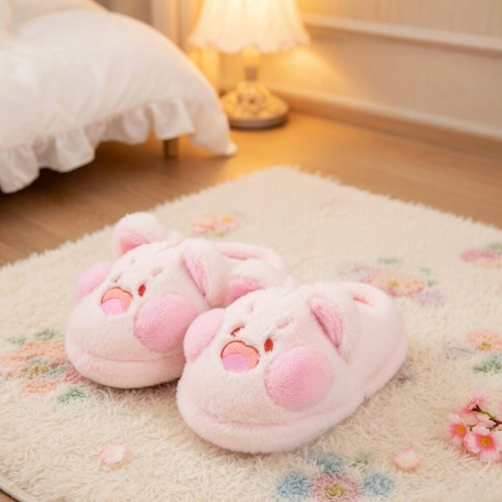 Plush Pig Animal Slippers | Cozy Fluffy Indoor House Shoes | SoftSlipsy