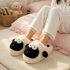 Plush Sheep Slippers | Cozy Fluffy Animal House Shoes (Non-slip Sole) | SoftSlipsy