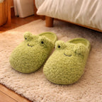 Plush Frog Slippers | Cozy Fluffy Animal House Shoes, Winter Warmth | SoftSlipsy