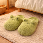 Plush Frog Slippers | Cozy Fluffy Animal House Shoes, Winter Warmth | SoftSlipsy
