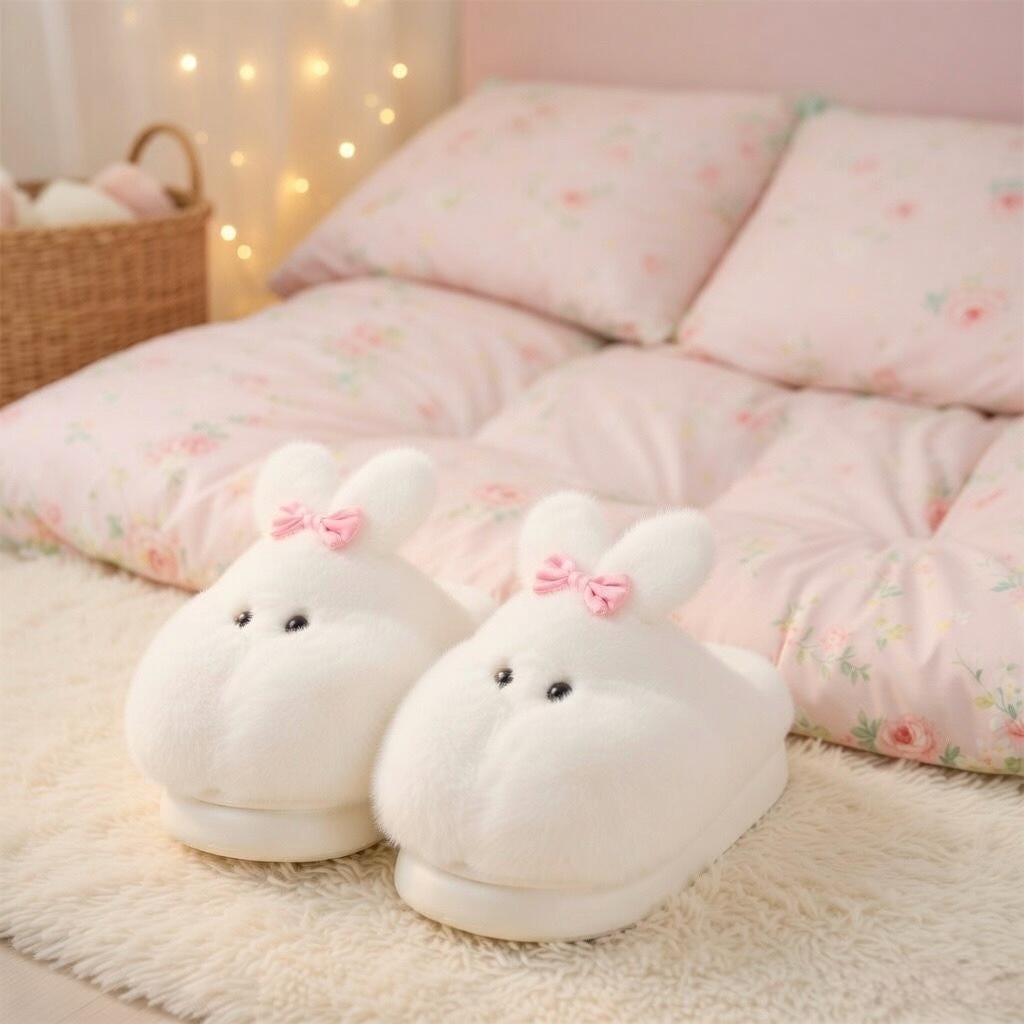 Plush Bunny Slippers | Soft Fluffy Indoor Shoes | Cozy Animal Winter Home Slippers | SoftSlipsy