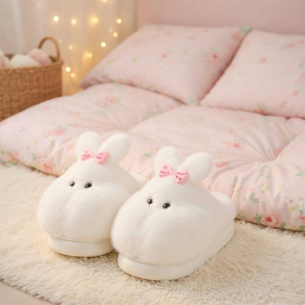 Plush Bunny Slippers | Soft Fluffy Indoor Shoes | Cozy Animal Winter Home Slippers | SoftSlipsy