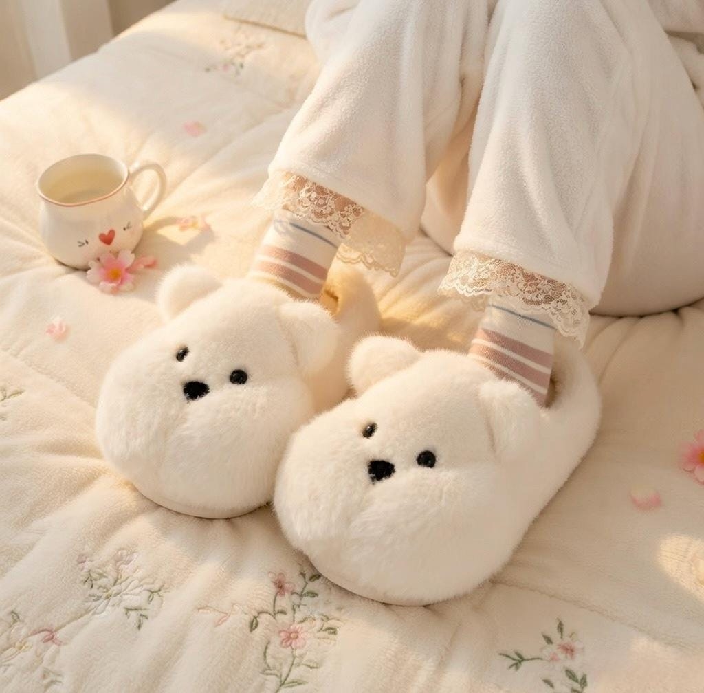 Plush Bear Slippers | Cozy Cartoon Animal House Shoes, Winter Warmth| SoftSlipsy