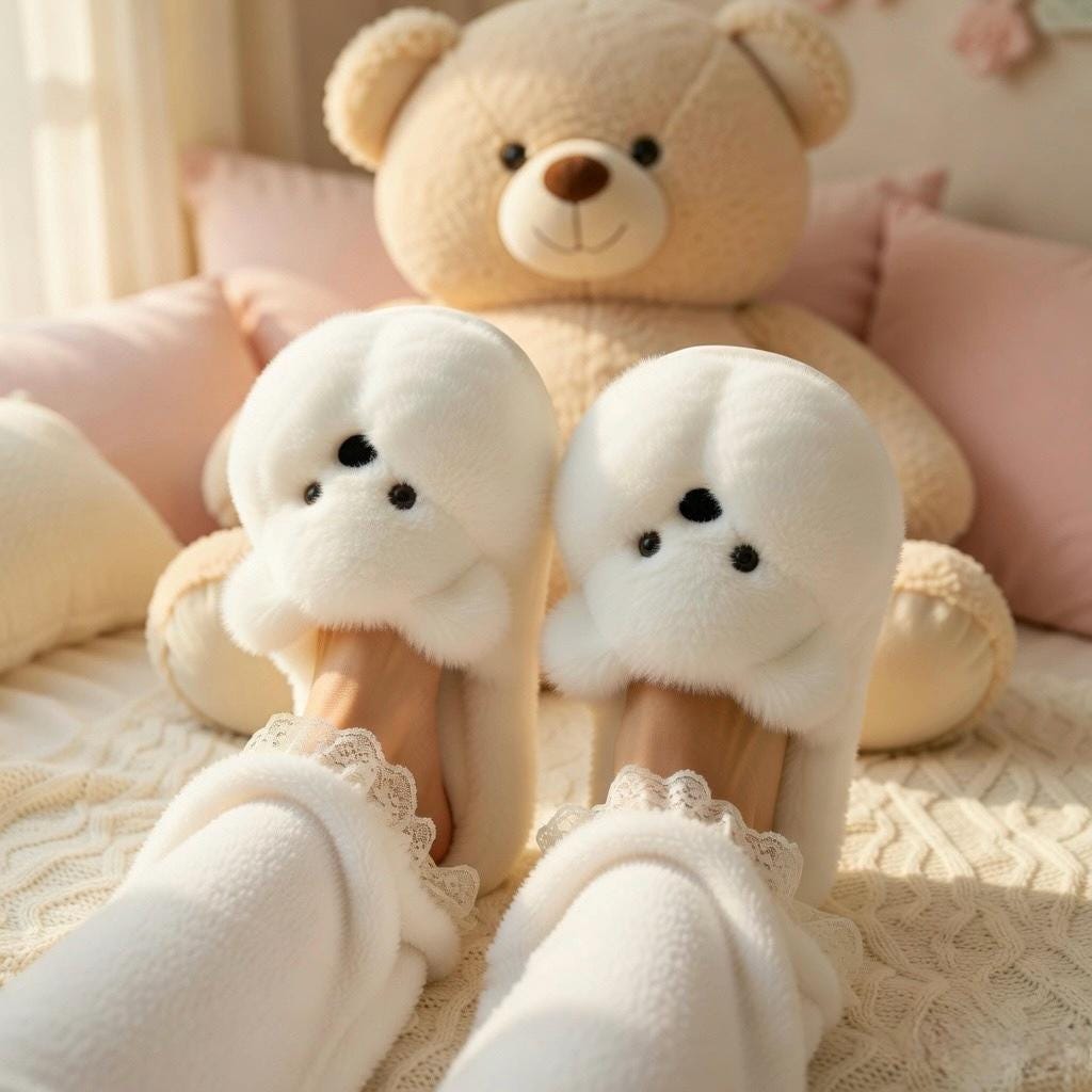 Plush Bear Slippers | Cozy Cartoon Animal House Shoes, Winter Warmth| SoftSlipsy