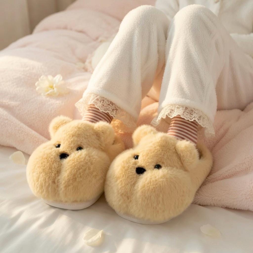 Plush Bear Slippers | Cozy Cartoon Animal House Shoes, Winter Warmth| SoftSlipsy