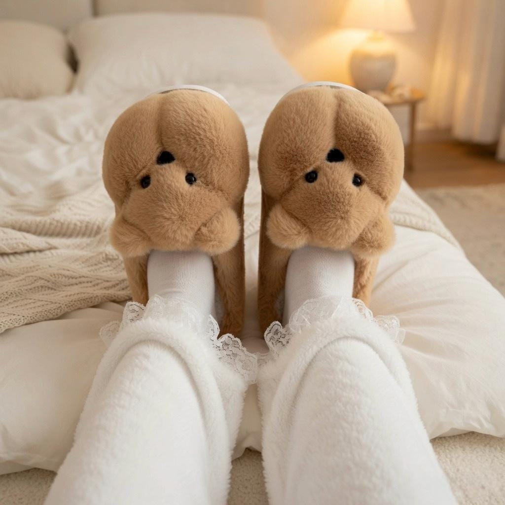 Plush Bear Slippers | Kawaii Cartoon Animal Indoor Shoes | SoftSlipsy