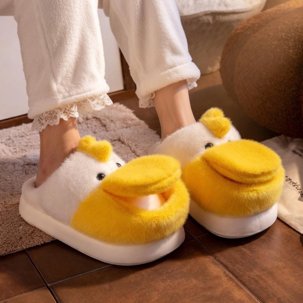 Plush Duck Slippers | Cozy Cartoon Animal House Shoes, Winter Warmth | SoftSlipsy