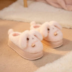 Plush Puppy Platform Slippers | Cozy Winter Animal House Shoes | SoftSlipsy