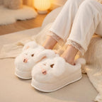 Plush Puppy Dog Slippers | Cozy Platform Animal House Shoes | SoftSlipsy