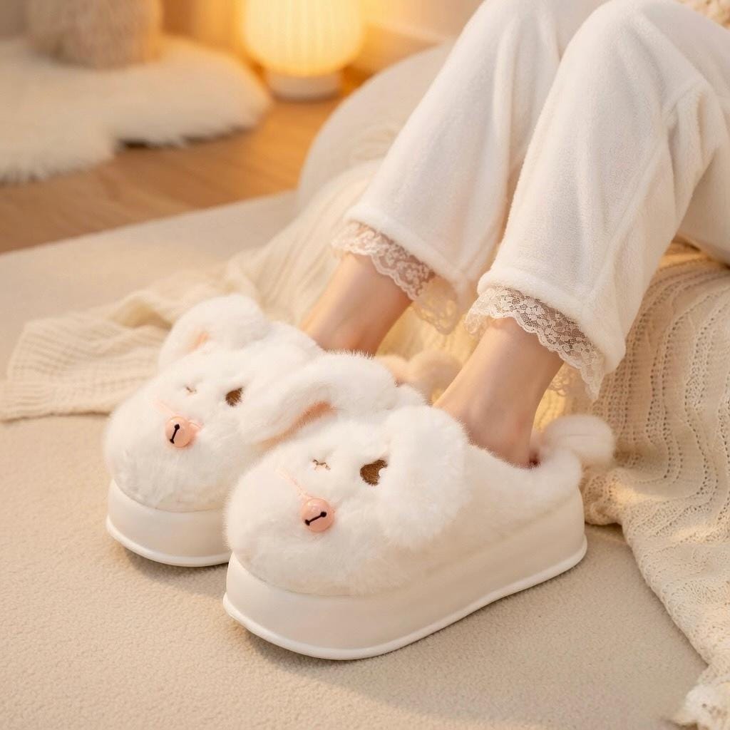 Plush Puppy Dog Slippers | Cozy Platform Animal House Shoes | SoftSlipsy
